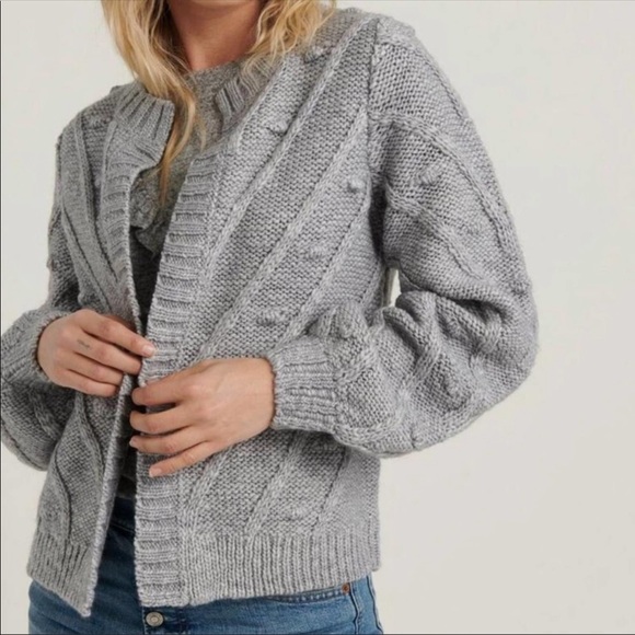 Nwt Lucky Brand Gray Bobble Cardigan 